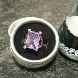 Sterling Silver Purple Cz Ring Size: 6